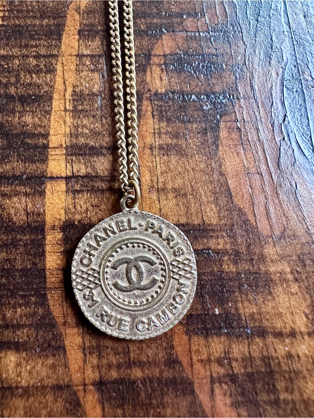 CHANEL Gold-Tone CC Medallion Necklace